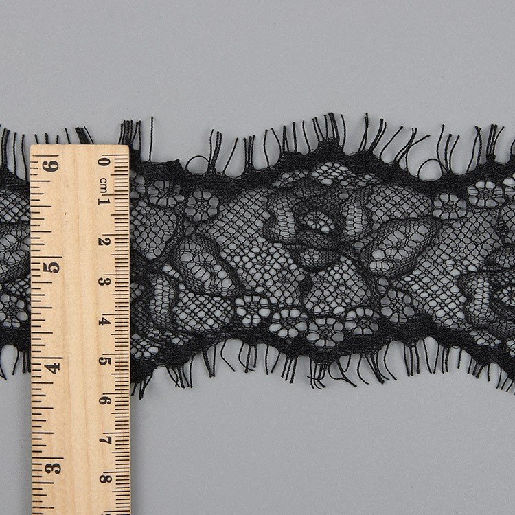 Low MOQ Dress Lace Trim Black single Scalloped Nylon Lace Trim