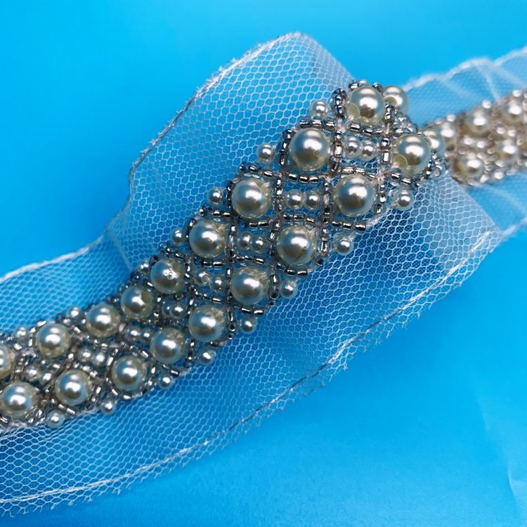 nextfashion garment accessories custom handmade tape beaded lace trimming clothing beaded patches beaded trims