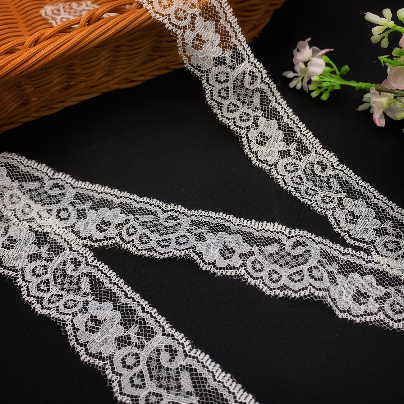 Factories Hot Selling White Mesh No Elastic Lace Nylon Lace Trim For Lingerie