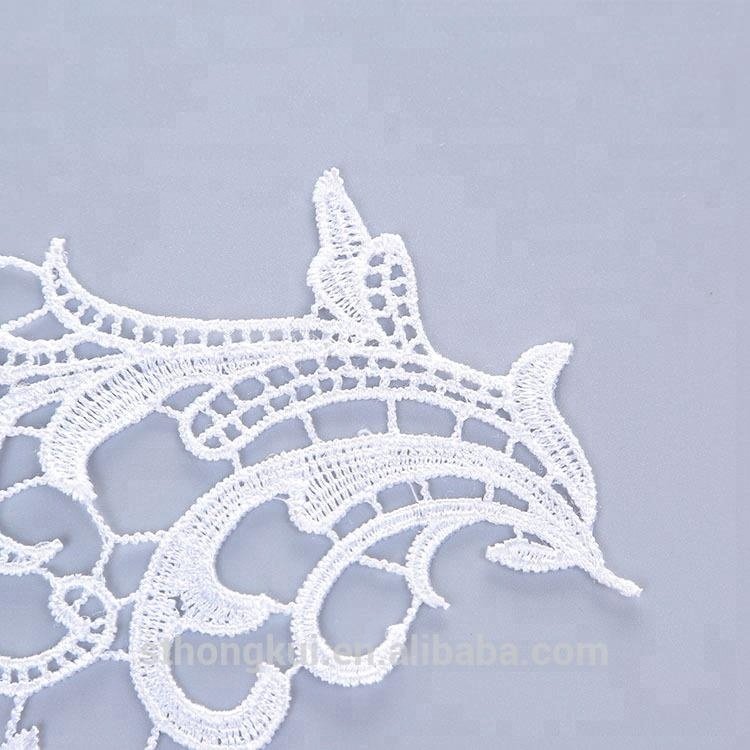 Water soluble lace embroidery fabric 100% polyester guipure lace trim from China