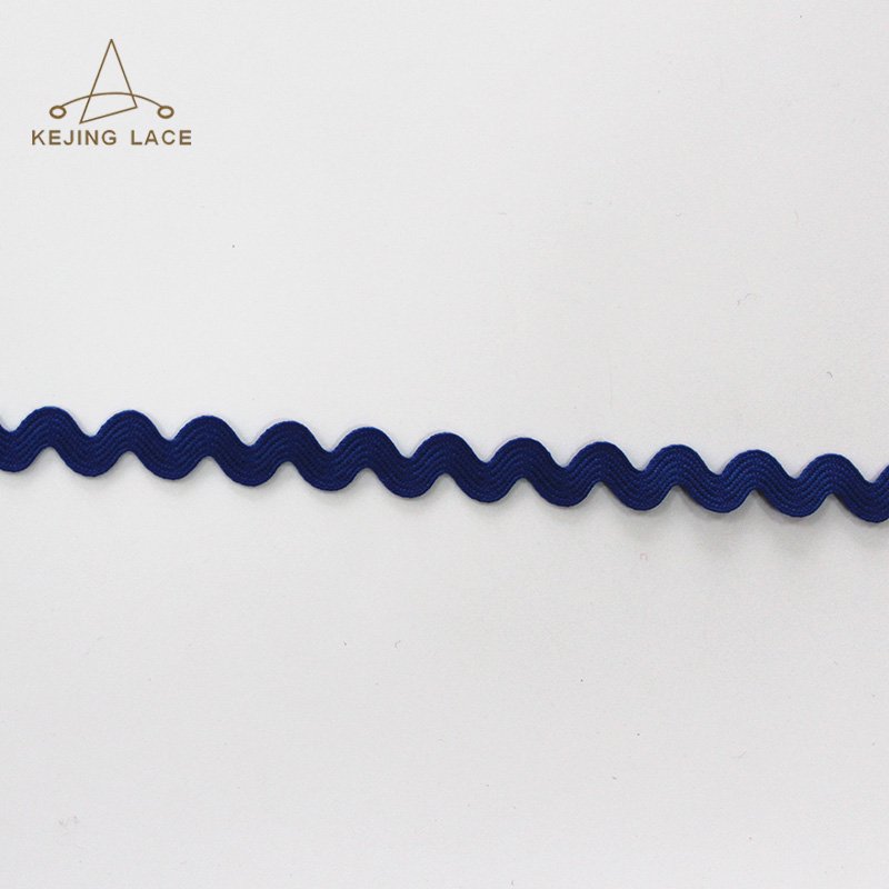 Wholesale colorful weaving zig zag ribbons, custom solid ric rac trims for garment