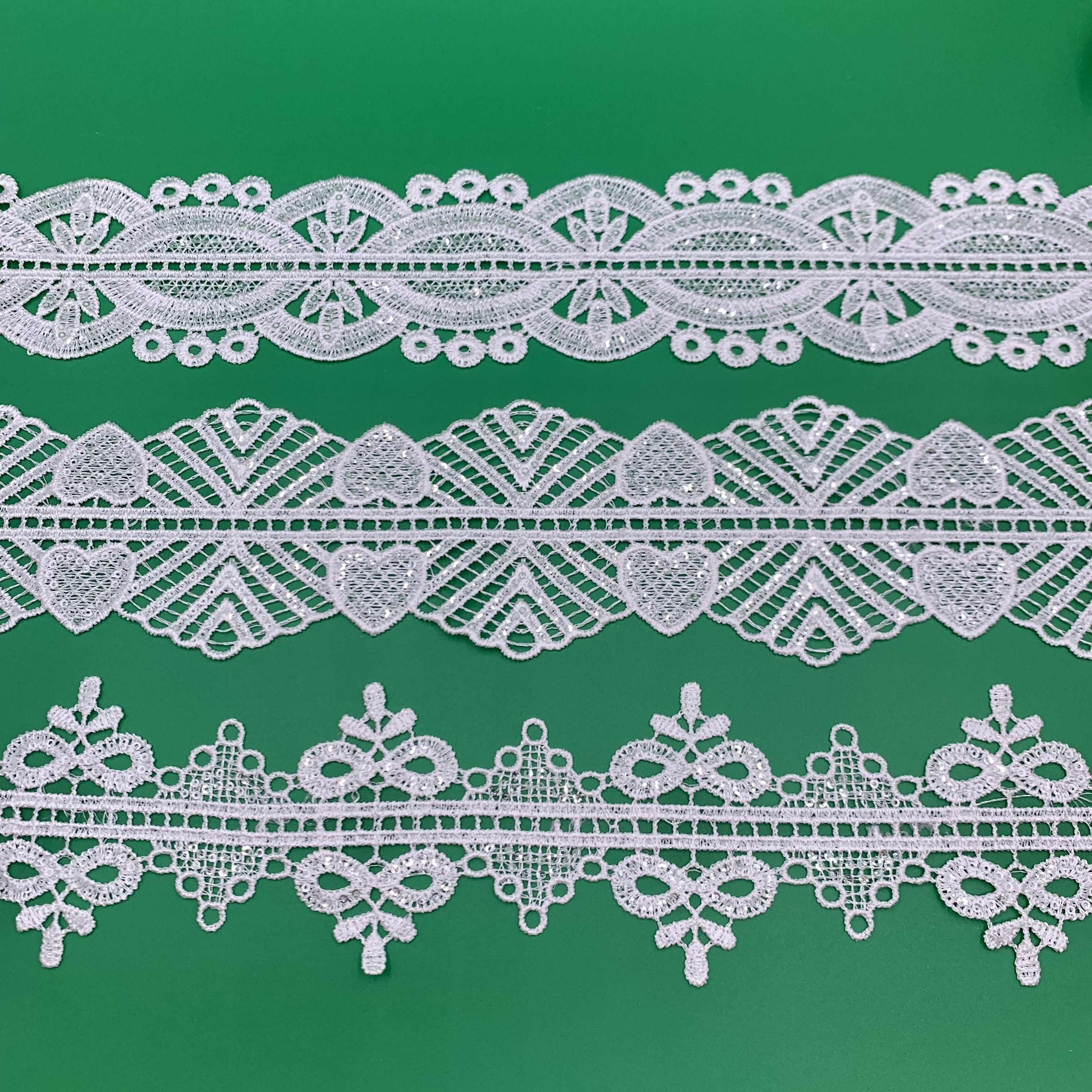 High quality luxurious shiny lace white sequins gpo lace trim