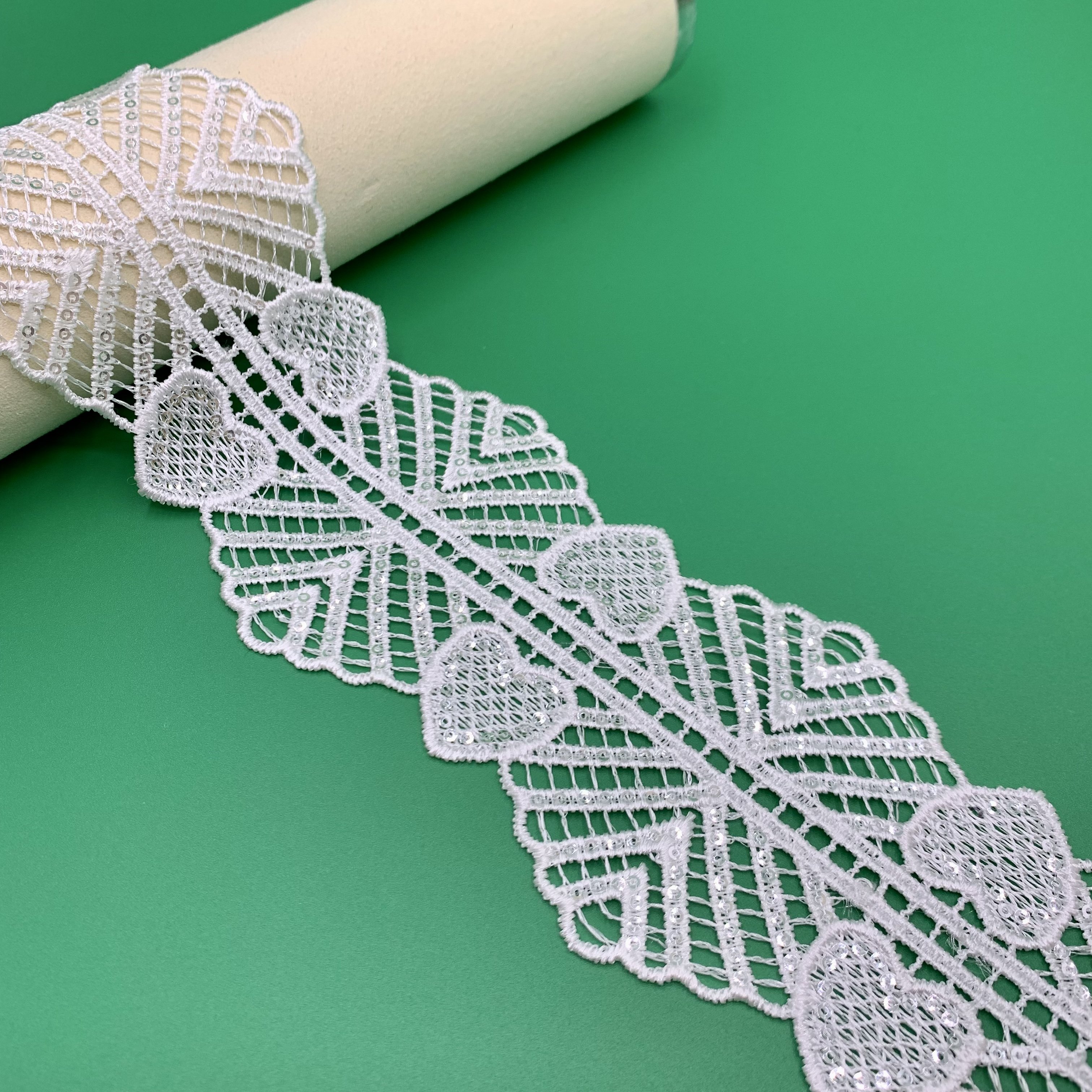 High quality luxurious shiny lace white sequins gpo lace trim