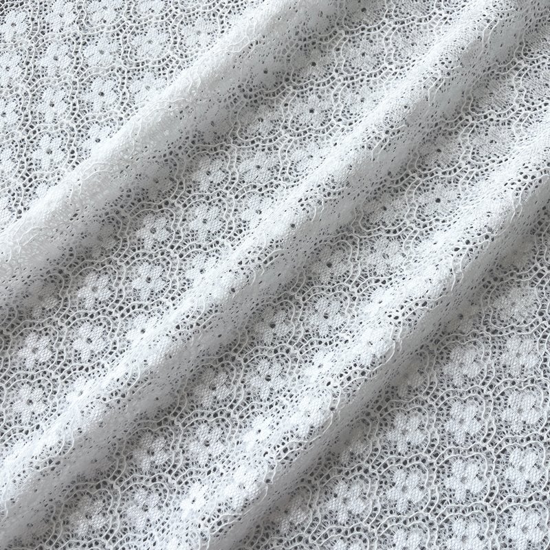 White Lace Mesh Fabric Knitted Narrow Elastic Lace Trim Flower Designs Customized Designs Accept Customized Color 150cm Width