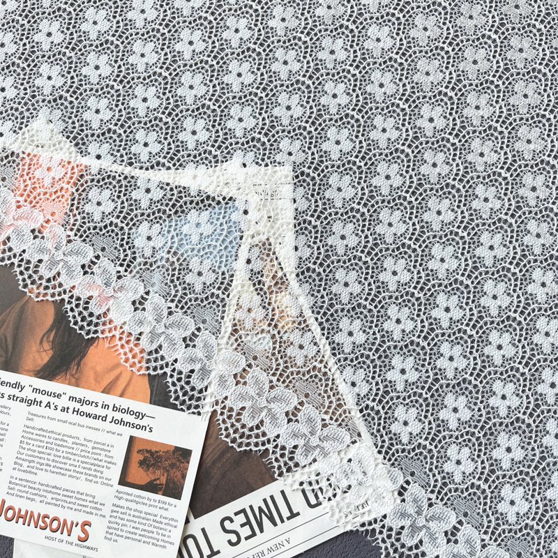 White Lace Mesh Fabric Knitted Narrow Elastic Lace Trim Flower Designs Customized Designs Accept Customized Color 150cm Width