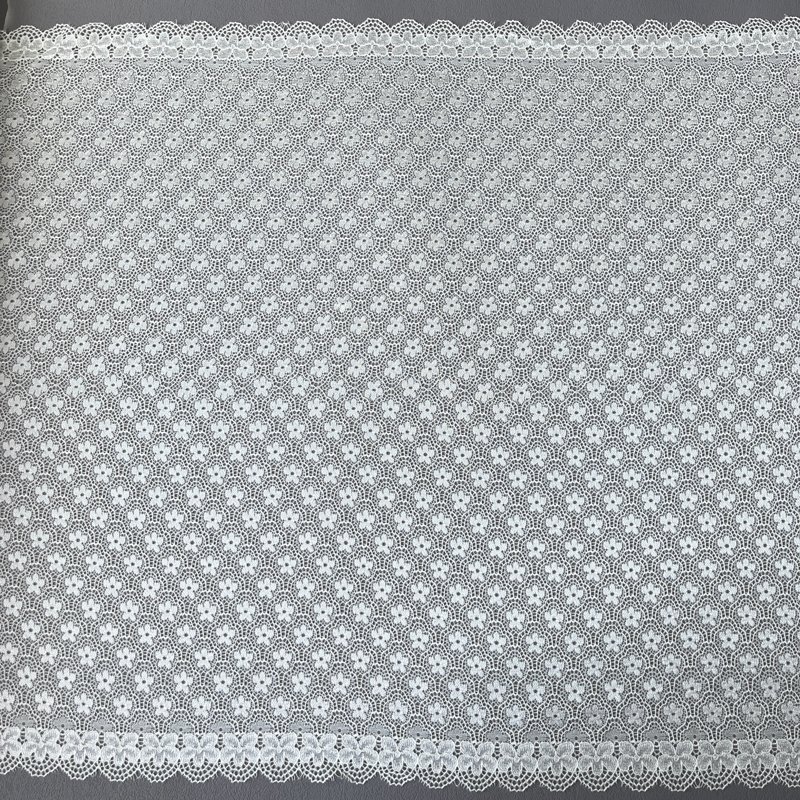 White Lace Mesh Fabric Knitted Narrow Elastic Lace Trim Flower Designs Customized Designs Accept Customized Color 150cm Width