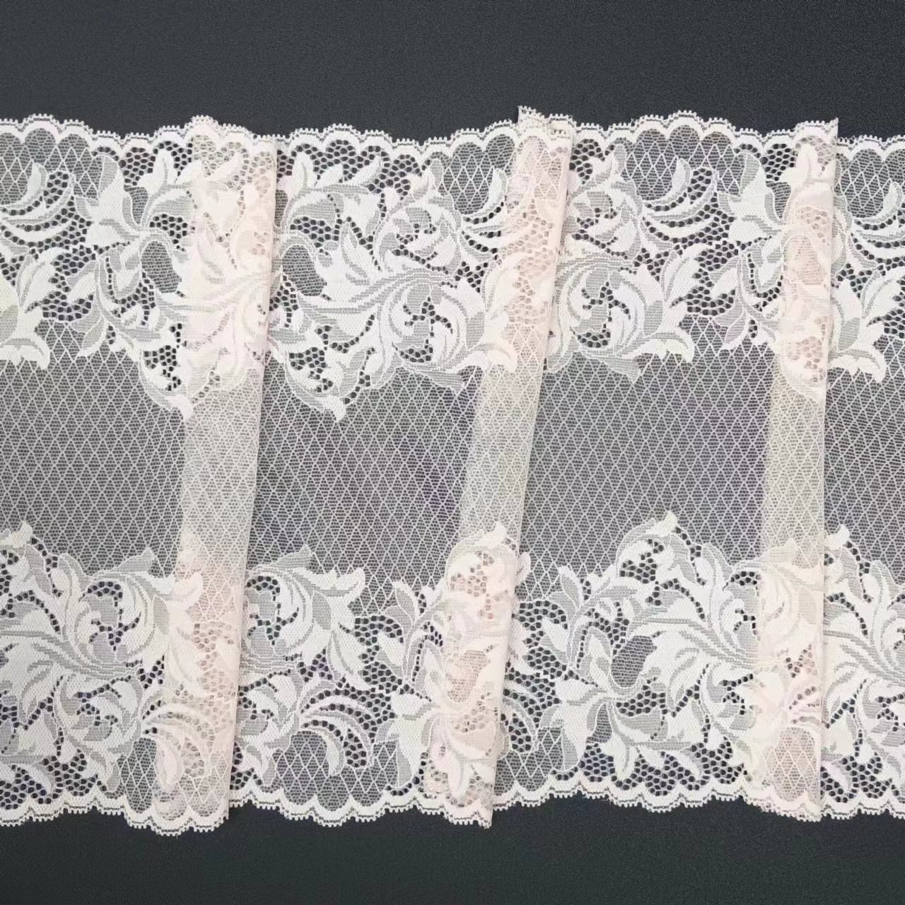 23 cm Voile Nylon Spandex Tulle Lace Trim Stretch Floral Trimming for Underwear Customized Size Roll Knitted Fashionable Black