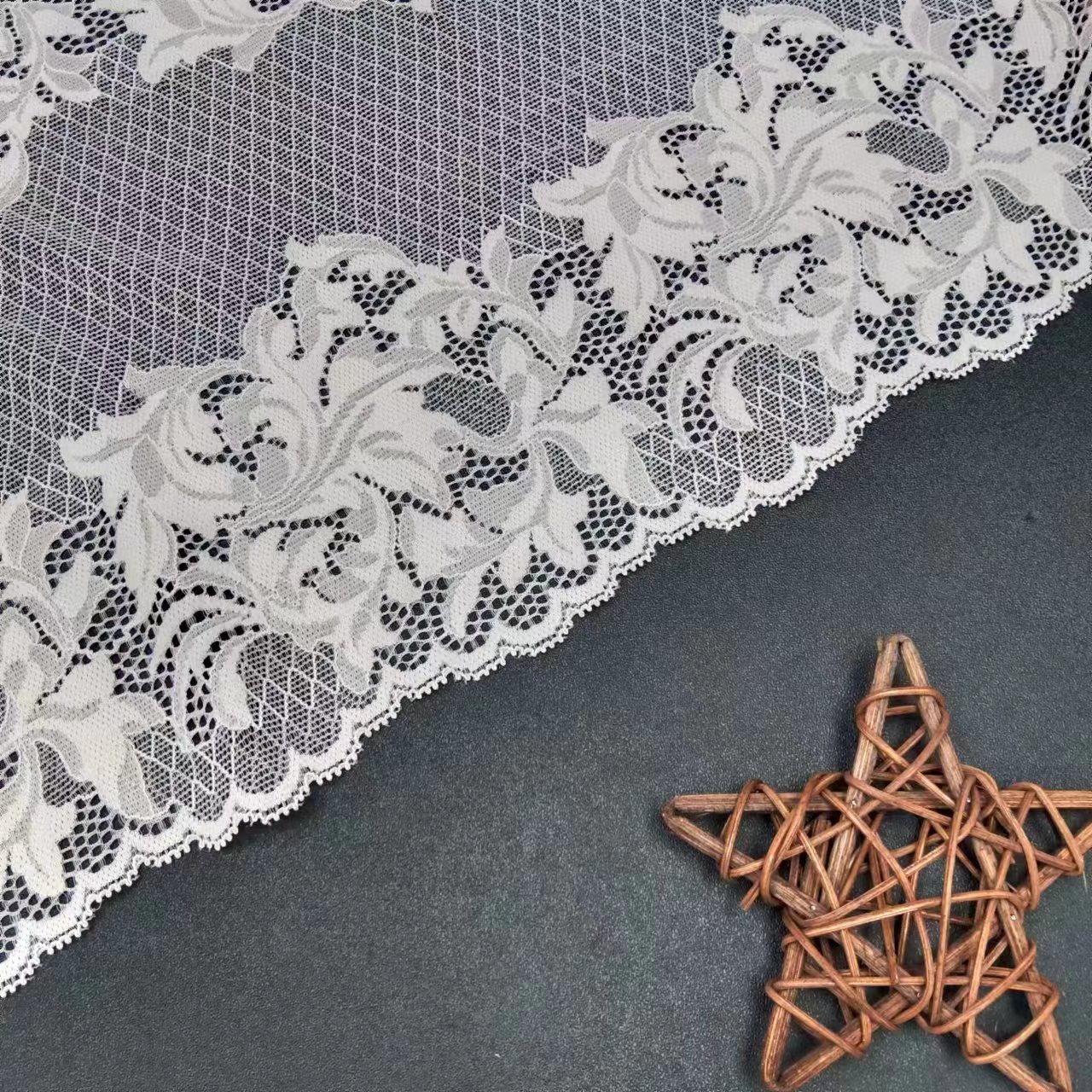 23 cm Voile Nylon Spandex Tulle Lace Trim Stretch Floral Trimming for Underwear Customized Size Roll Knitted Fashionable Black