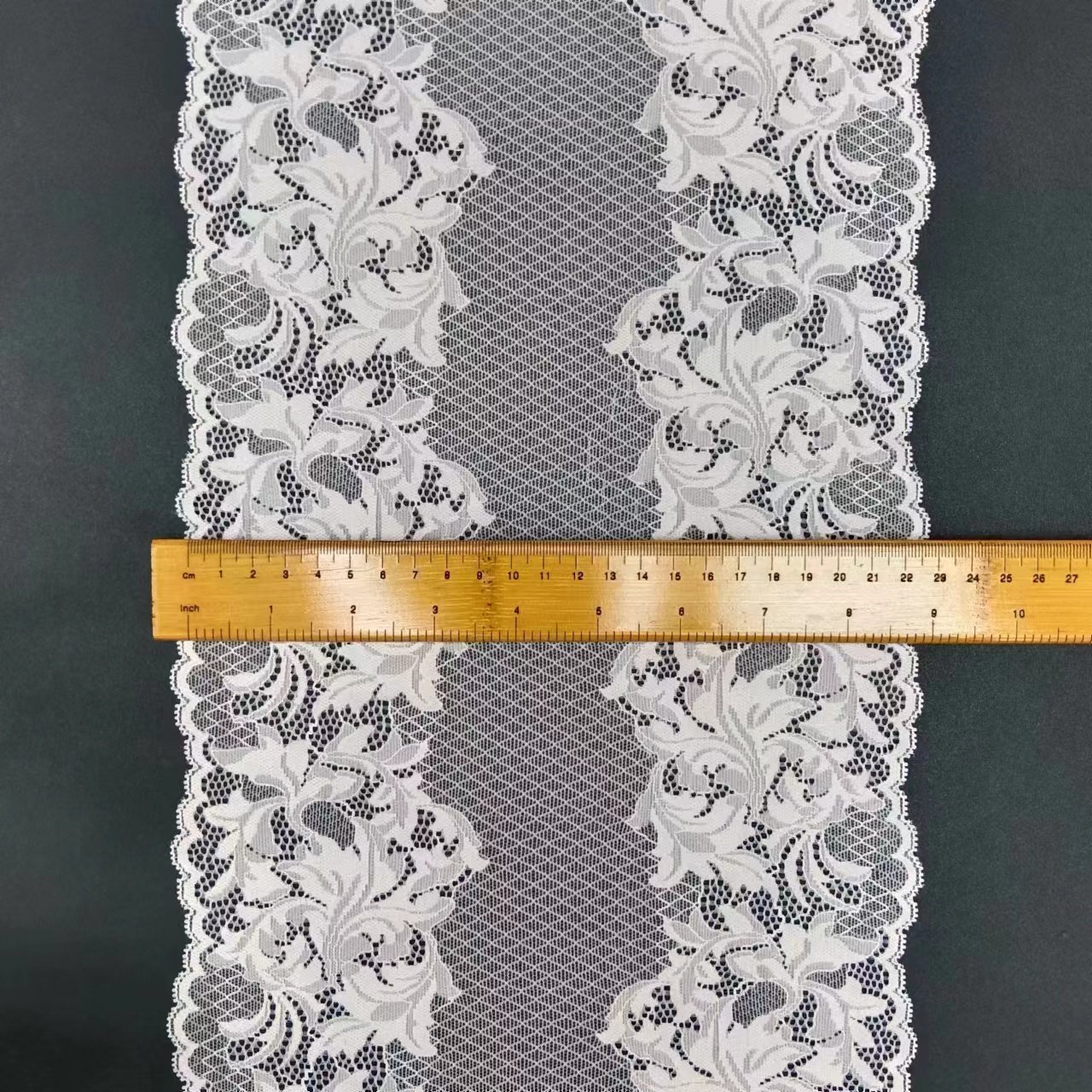23 cm Voile Nylon Spandex Tulle Lace Trim Stretch Floral Trimming for Underwear Customized Size Roll Knitted Fashionable Black
