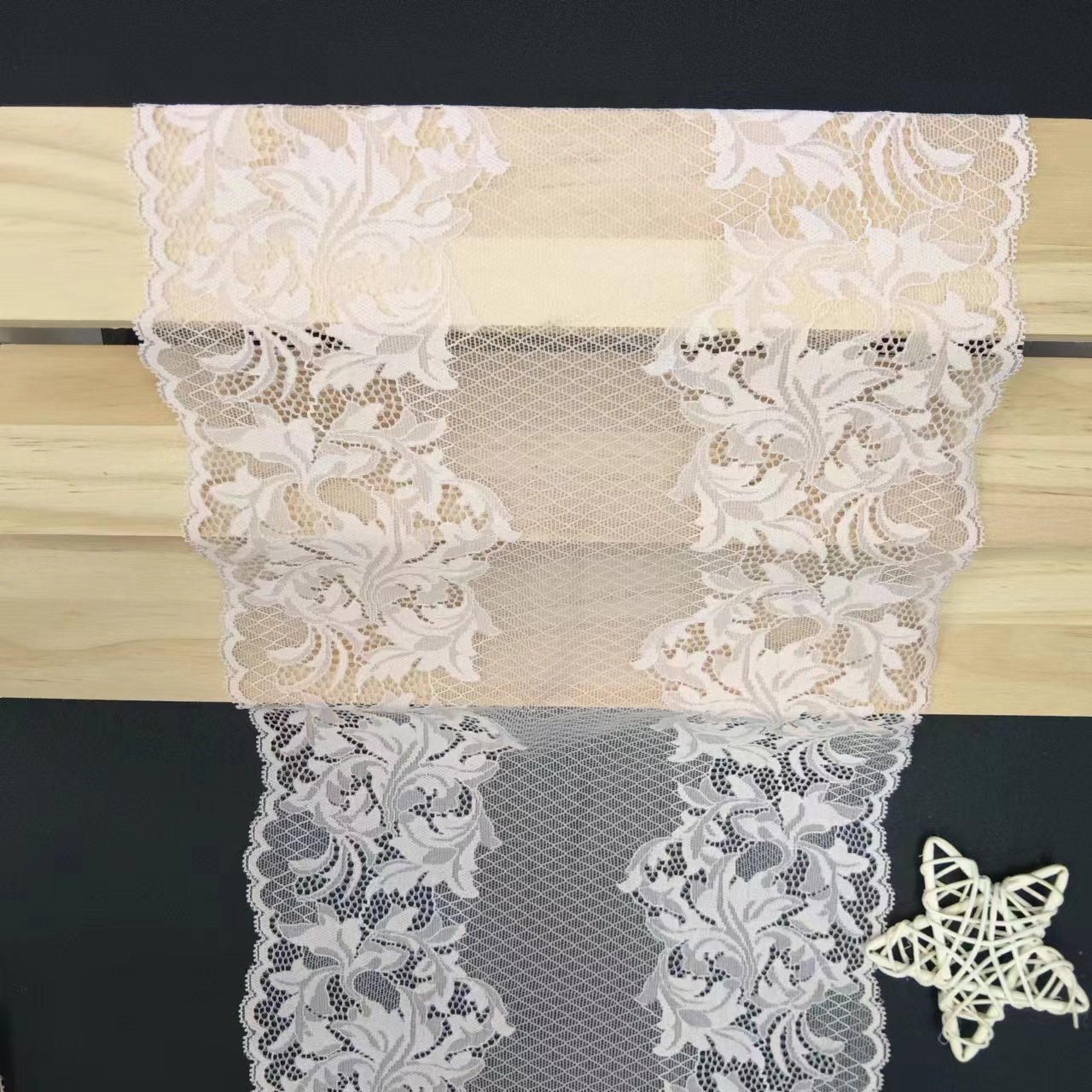 23 cm Voile Nylon Spandex Tulle Lace Trim Stretch Floral Trimming for Underwear Customized Size Roll Knitted Fashionable Black