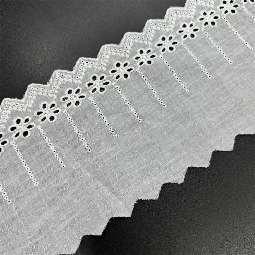 Fine woven cotton fabric carvend holes Trimming lace water soluble Embroidery border lace trim garment