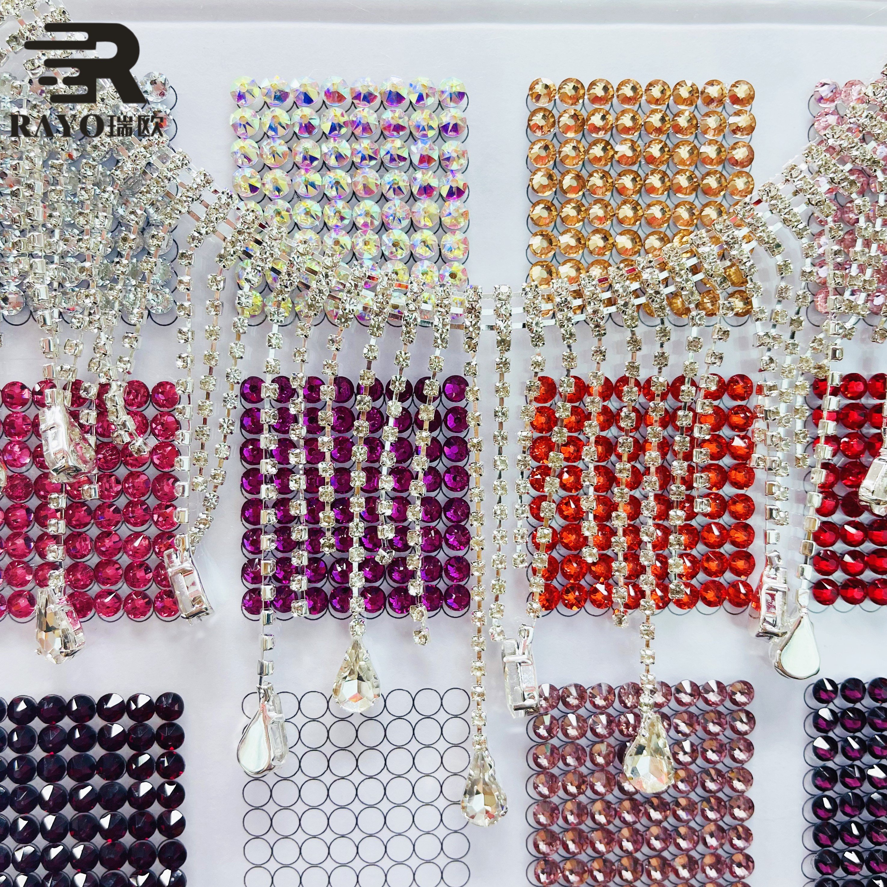 Factory Wholesale Shiny Crystal Rhinestone Trim Applique Luxury Silver Fringe Tassel Trimming 10 Yards Colorful Jewelry