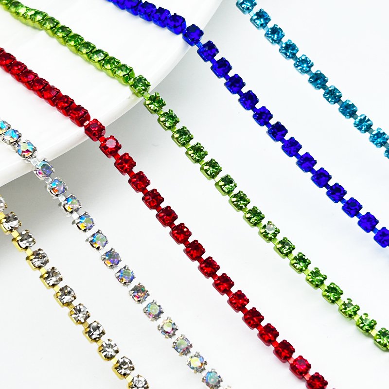 Factory Wholesale Gold Crystal Diamond tassel waist chain bling rhinestone chain trimming for shoes boots decoration