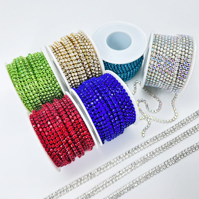 Factory Wholesale Gold Crystal Diamond tassel waist chain bling rhinestone chain trimming for shoes boots decoration