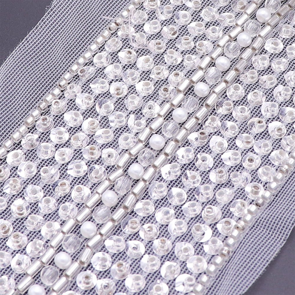 Hot Selling Pearls Sewing Custom Bead Lace End Trim Beaded Embroidered Lace Trim For Garments