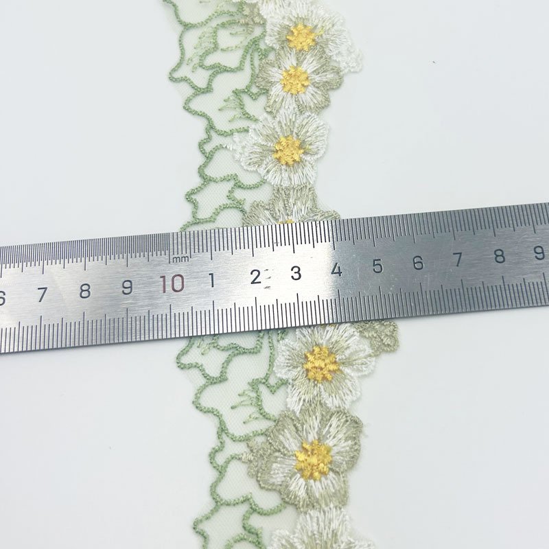 LS567 High Quality Color Flower Mesh Embroidery Lace Trimming For Hairwear Clothing Decorative Lace Trim