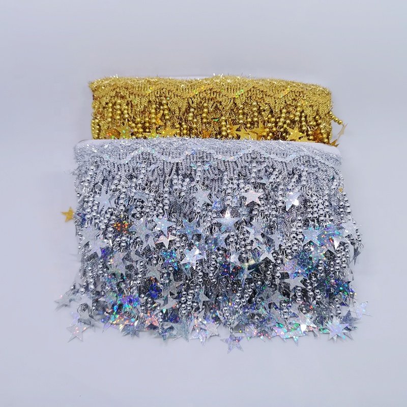 Wholesale 3Inch 8CM Gold and Silver Sparkle Star Tassel Trim For Decoration