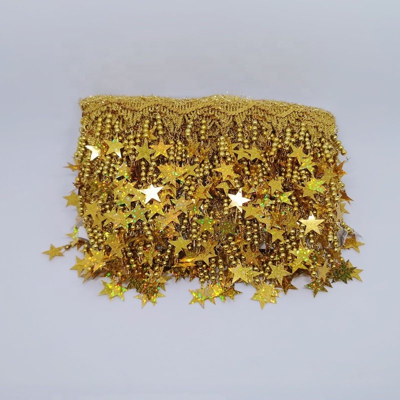 Wholesale 3Inch 8CM Gold and Silver Sparkle Star Tassel Trim For Decoration