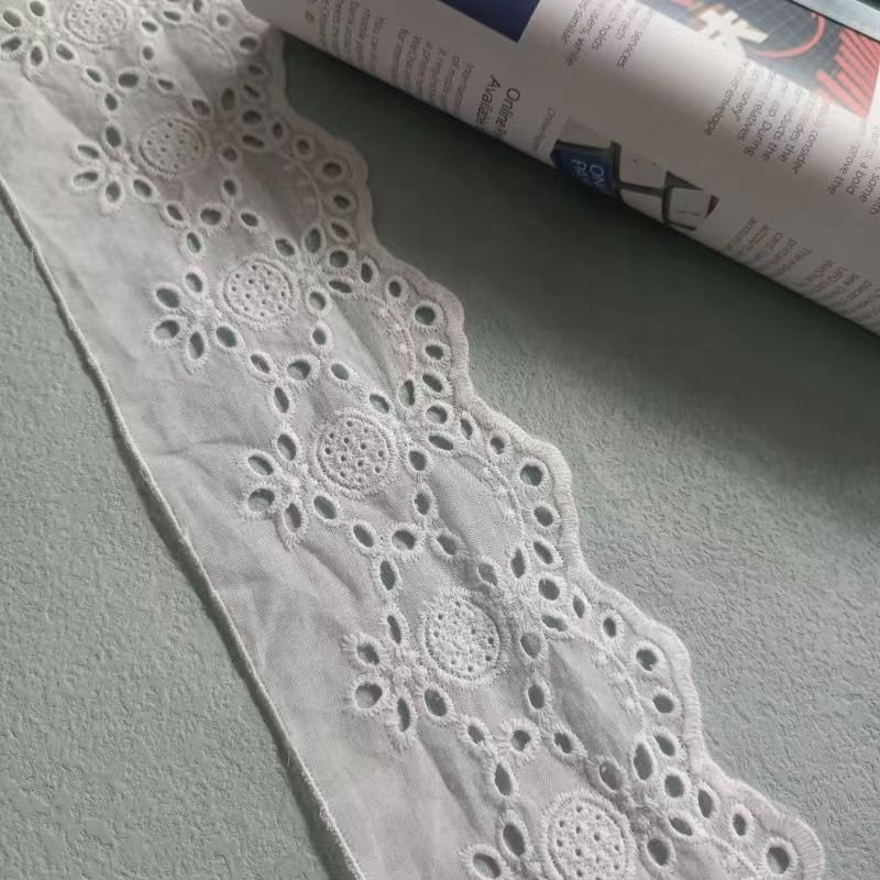 100% cotton eyelet lace trim feel soft for home textile evening underwear wedding and so on