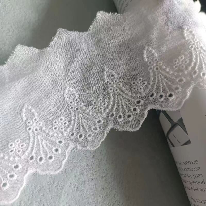 100% cotton eyelet lace trim feel soft for home textile evening underwear wedding and so on