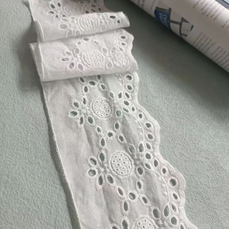 100% cotton eyelet lace trim feel soft for home textile evening underwear wedding and so on