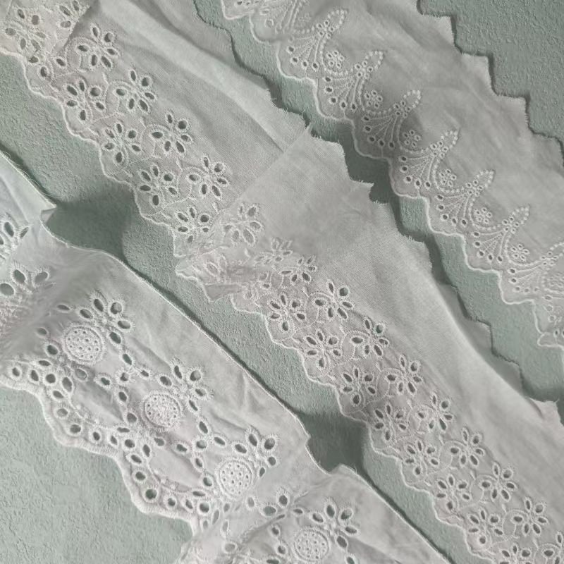 100% cotton eyelet lace trim feel soft for home textile evening underwear wedding and so on