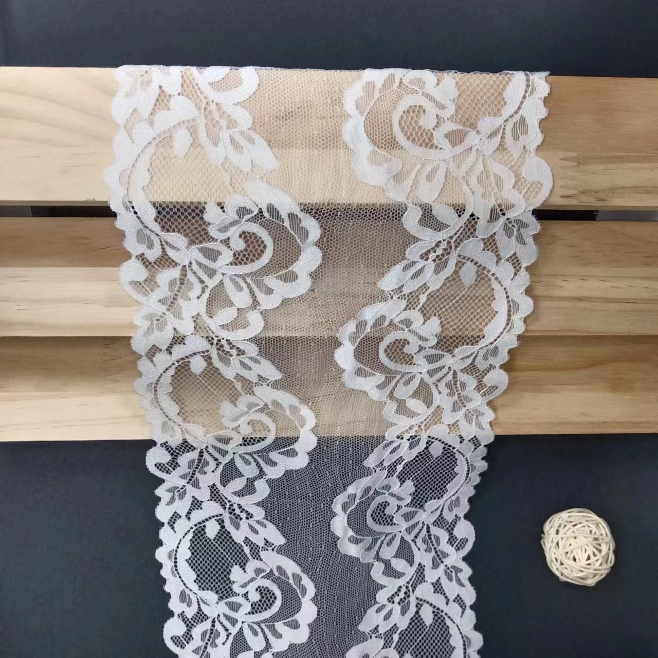 Elegant White 18.5 cm Voile Nylon Spandex Lace Trim Soft Tulle with Elastic for Women's Sexy Fancy Underwear Bra Decoration