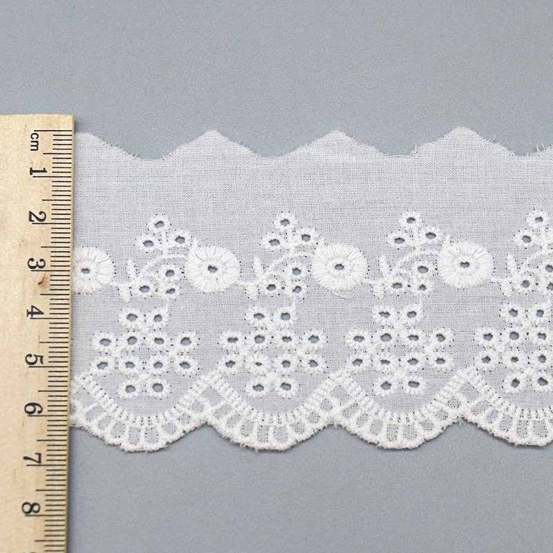 Factory Direct selling eyelet lace trim embroidery 6.5cm wide ribbon floral lace trim for dress