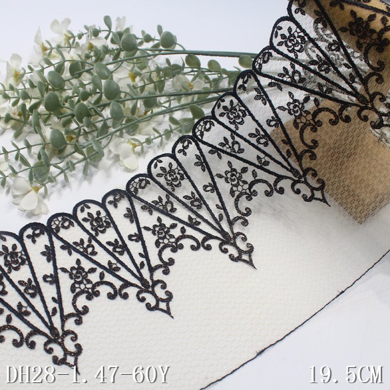 Garment Accessories Lace fabric 19cm nude mesh Embroidery floral Lace Trim For Lingerie Underwear