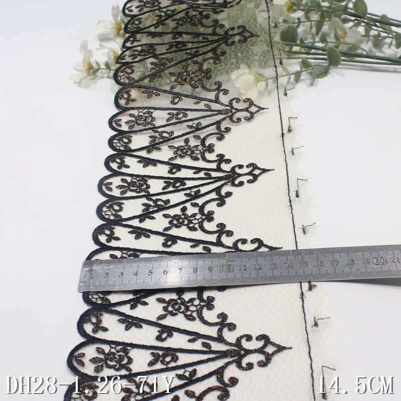 Garment Accessories Lace fabric 19cm nude mesh Embroidery floral Lace Trim For Lingerie Underwear