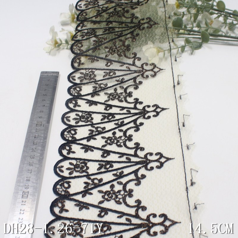 Garment Accessories Lace fabric 19cm nude mesh Embroidery floral Lace Trim For Lingerie Underwear