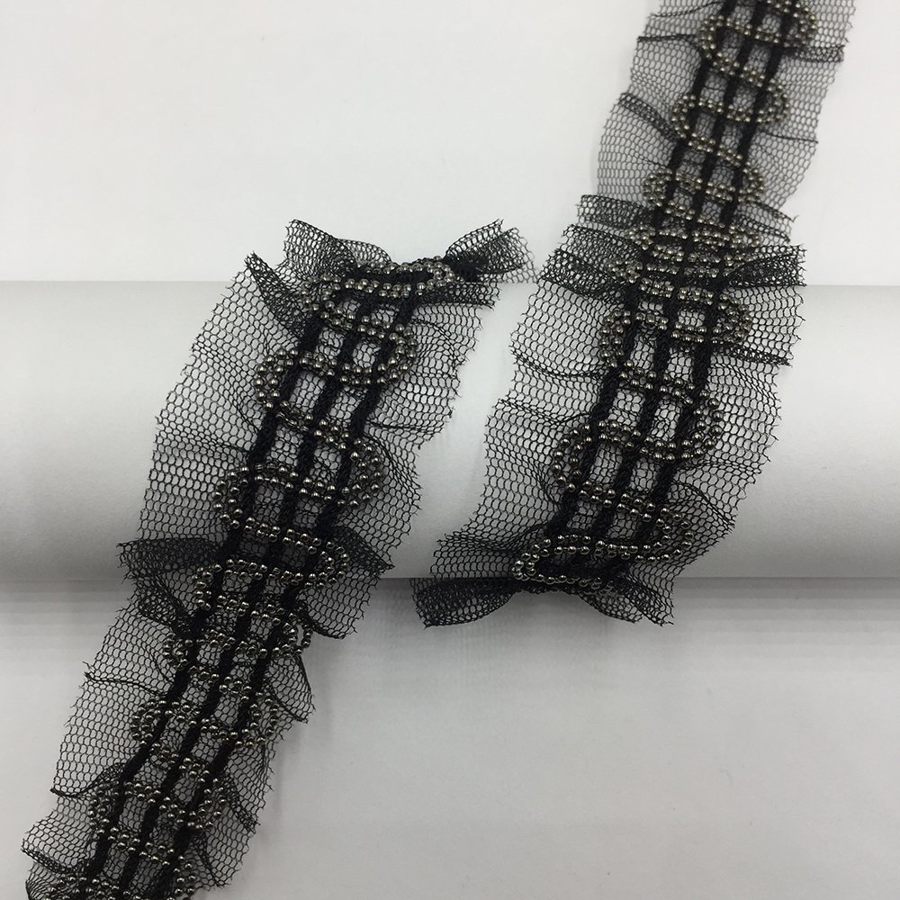 2020 China Supplier Fashion Beaded Applique Lace Trim Rhinestone Trimming for Dress