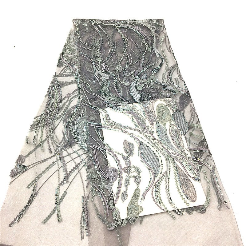 Flat embroidery white feather ivory lace and sequins trim with pearl beads sequin liliac lace fabrics grey sequined lace fabric
