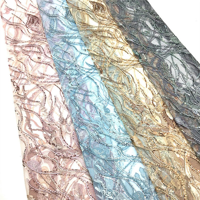 Flat embroidery white feather ivory lace and sequins trim with pearl beads sequin liliac lace fabrics grey sequined lace fabric