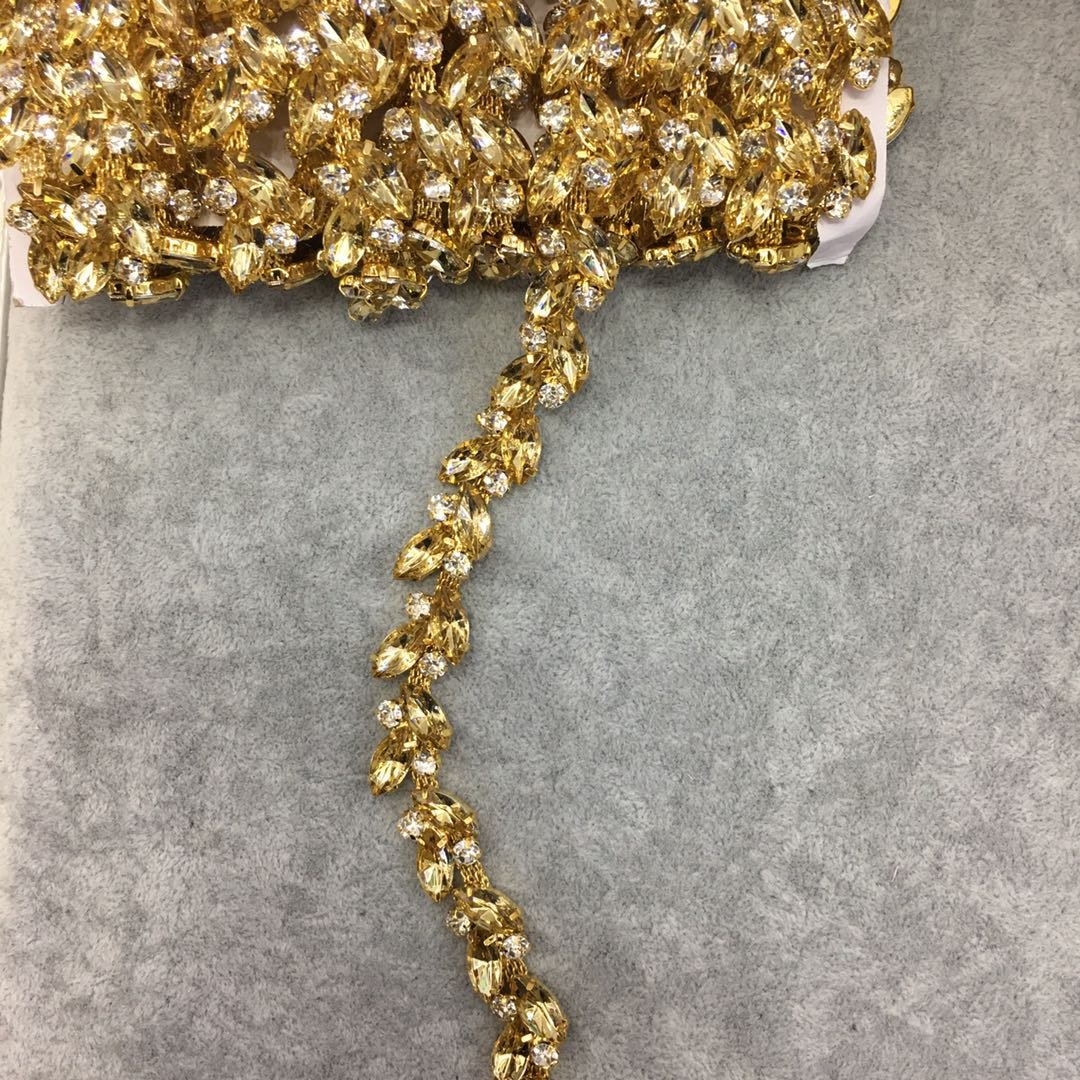 Olivine Rhinestone cup chain with silver gold base rhinestone trimming strass for garment accessories