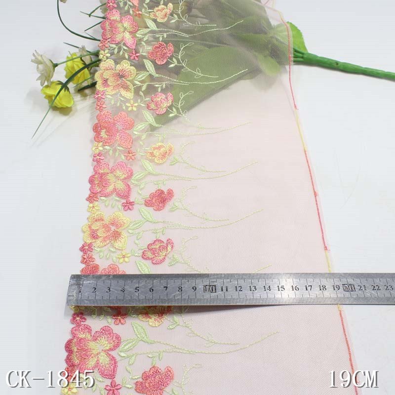 Hot Selling Factory Sale Baby Blue Tulle Lace Fabric Custom Embroidered Lace Trim for Underwear Panties