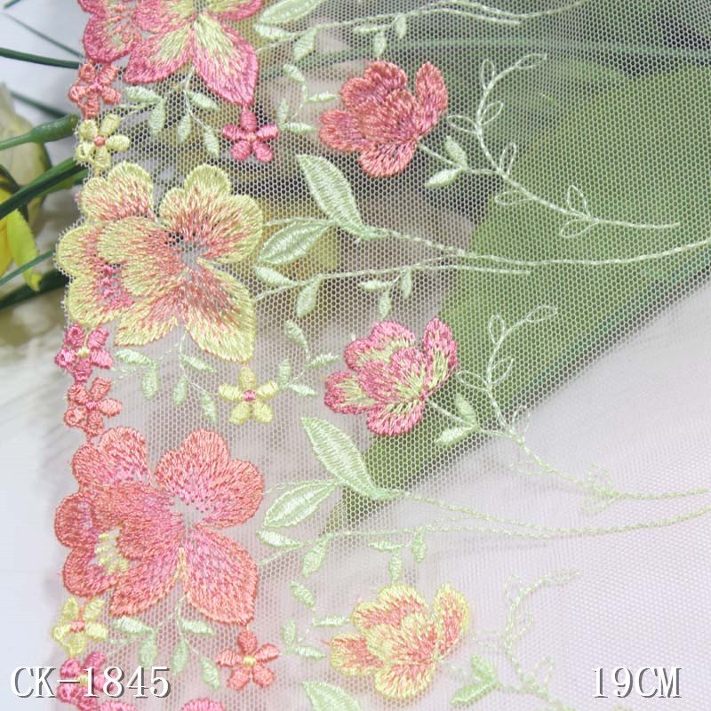 Hot Selling Factory Sale Baby Blue Tulle Lace Fabric Custom Embroidered Lace Trim for Underwear Panties