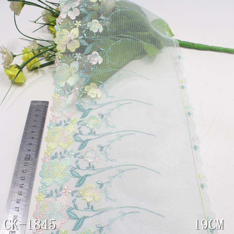 Hot Selling Factory Sale Baby Blue Tulle Lace Fabric Custom Embroidered Lace Trim for Underwear Panties