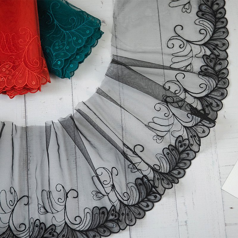 Spot Wholesale 100%Polyester Embroidery Lace Trim Decorative Shiny Flower Mesh Lace Accessory For Lingerie Underwear Dress