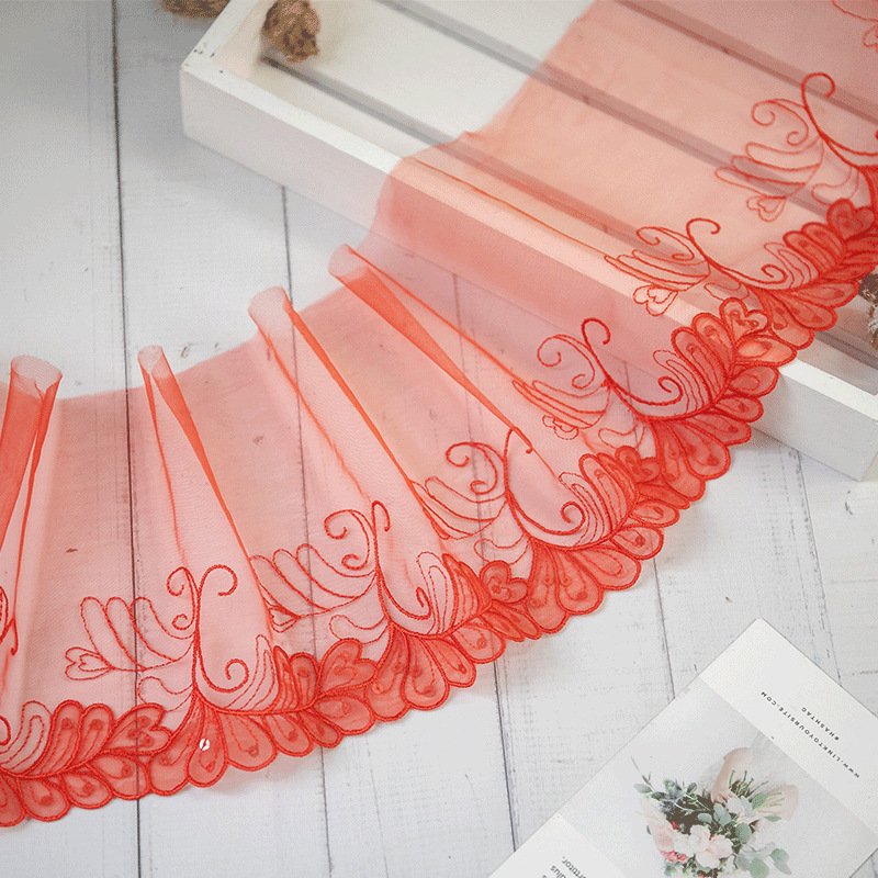 Spot Wholesale 100%Polyester Embroidery Lace Trim Decorative Shiny Flower Mesh Lace Accessory For Lingerie Underwear Dress