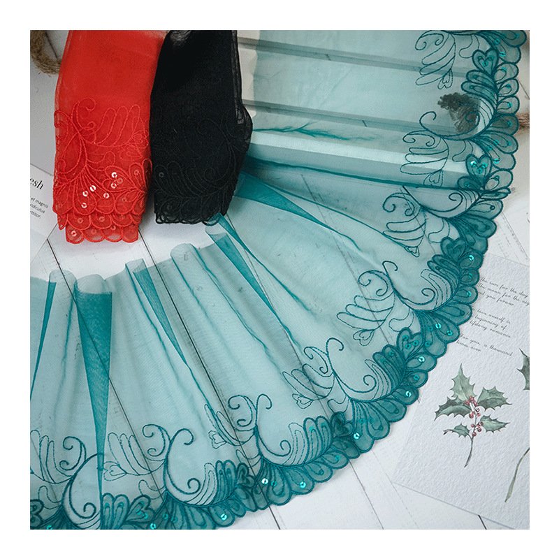 Spot Wholesale 100%Polyester Embroidery Lace Trim Decorative Shiny Flower Mesh Lace Accessory For Lingerie Underwear Dress