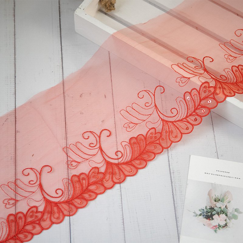Spot Wholesale 100%Polyester Embroidery Lace Trim Decorative Shiny Flower Mesh Lace Accessory For Lingerie Underwear Dress
