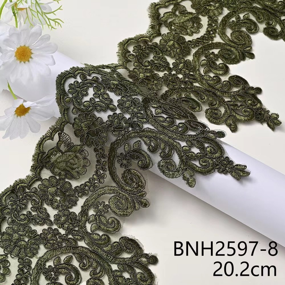 22cm Wholesale Best Price Fashion Beaded and Sequin Bridal Lace Fabrics Trimmings