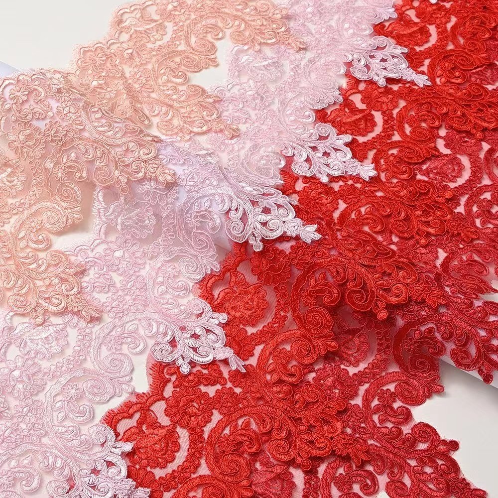 22cm Wholesale Best Price Fashion Beaded and Sequin Bridal Lace Fabrics Trimmings