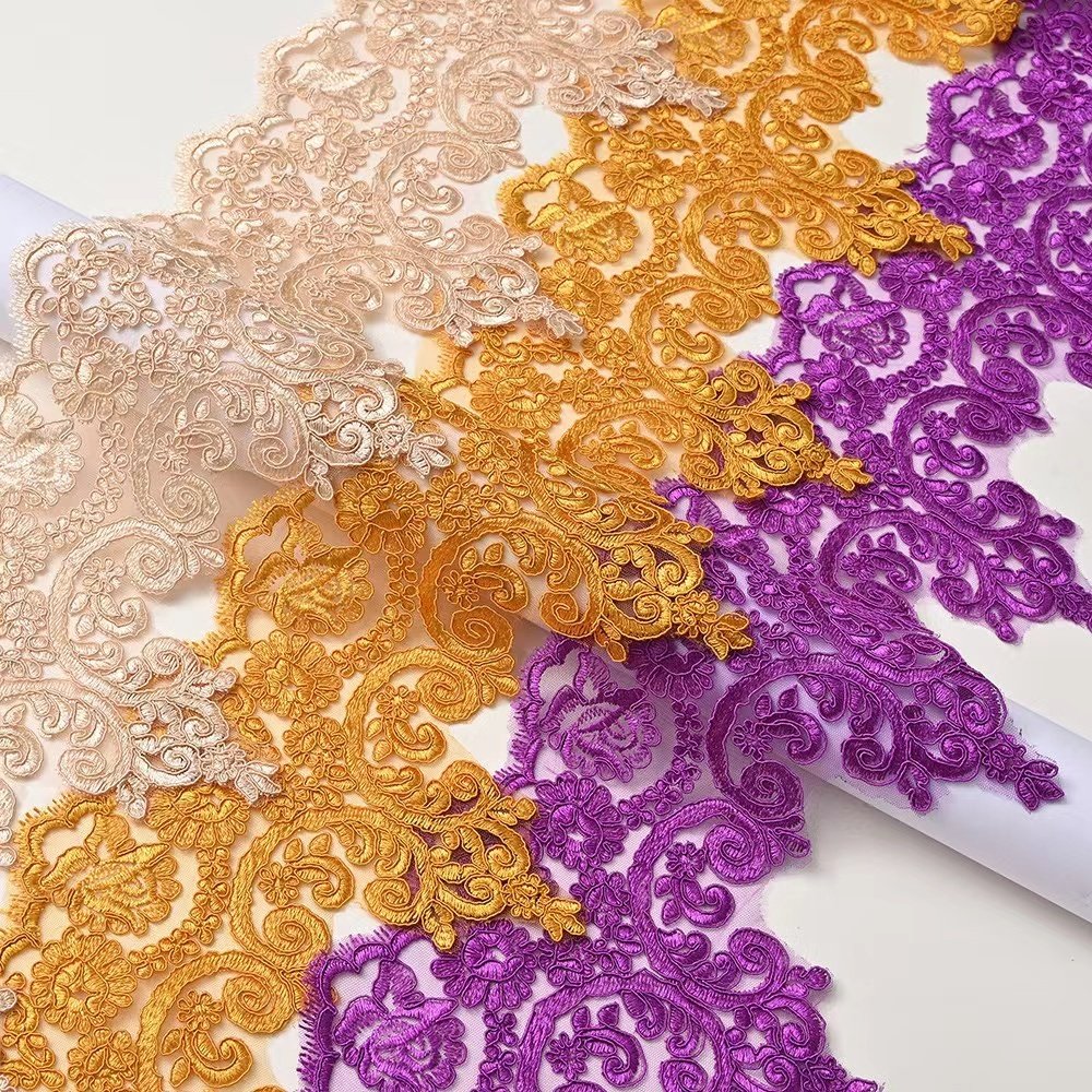 22cm Wholesale Best Price Fashion Beaded and Sequin Bridal Lace Fabrics Trimmings