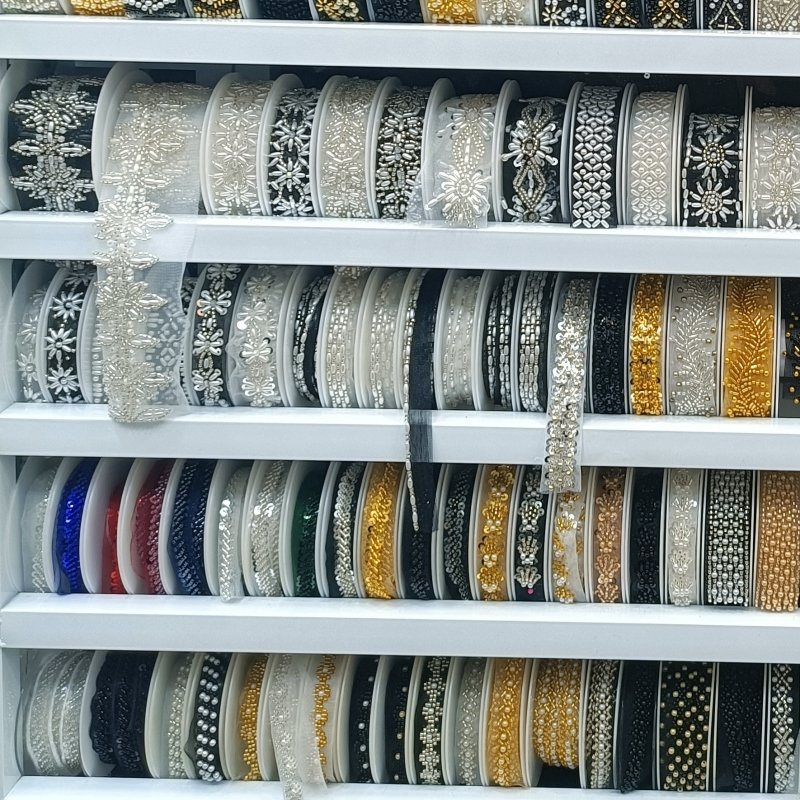 affinity fashion gold lace trim sequin beaded mesh embroidery border lace trimming for dress other clothing accessories