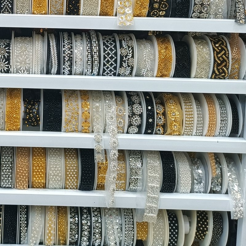 affinity fashion gold lace trim sequin beaded mesh embroidery border lace trimming for dress other clothing accessories