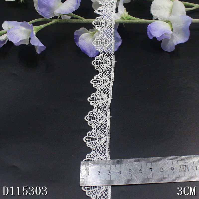 2024 High Quality Chinese Factory Direct Prices Milk Silk 3.5CM White floral Guipure Trimming border Lace fabric trim for dress