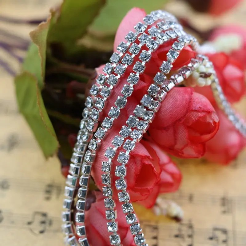 High Quality 2-8mm Crystal AB Rhinestone Cup Chain Glass Rhinestones Trimming For Garment Jewelry Accessories