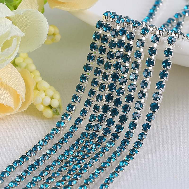 High Quality 2-8mm Crystal AB Rhinestone Cup Chain Glass Rhinestones Trimming For Garment Jewelry Accessories